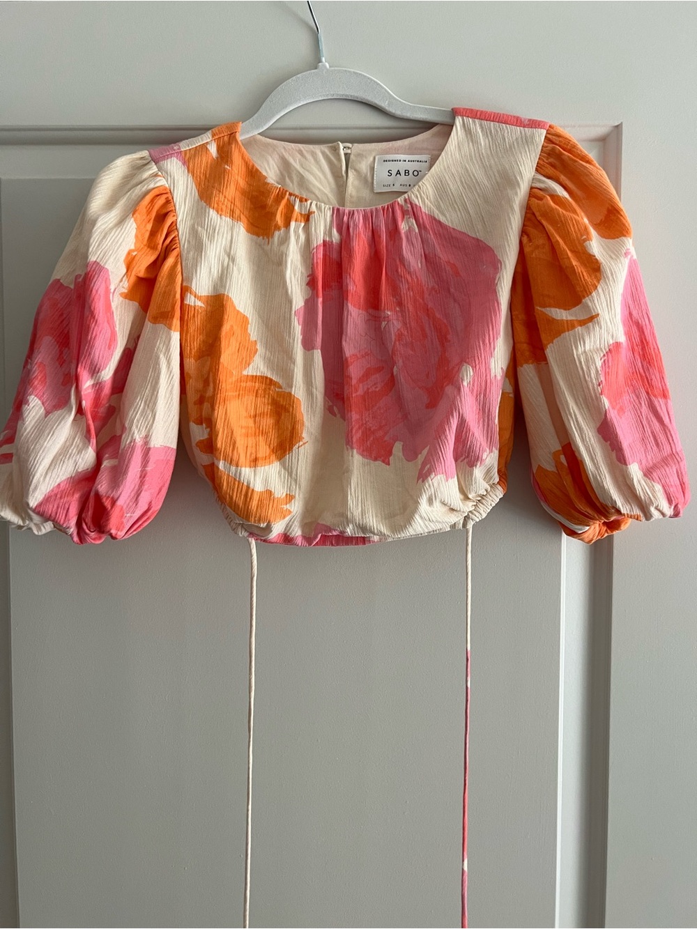 Sabo Skirt Pink & Orange Floral Puff-Sleeve Blouse